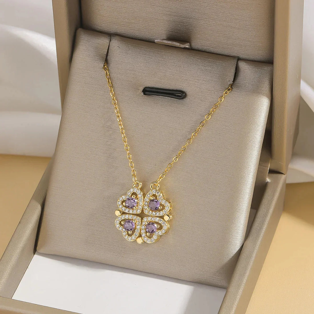 DIVERSE DEPOT™ - 2 in 1 Premium Clover Heart Necklace | Imported Quality