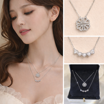 DIVERSE DEPOT™ - 2 in 1 Premium Clover Heart Necklace | Imported Quality